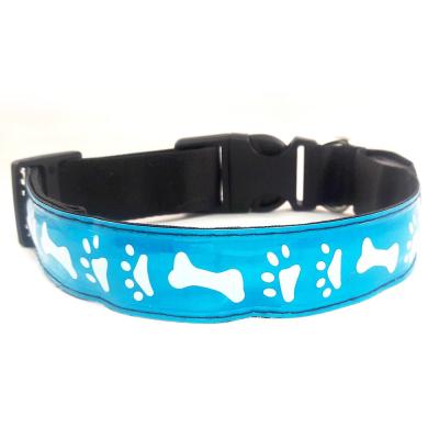 China China Factory Price Small Moq Dog Collar Night Viable Safety Reflective Led Dog Collar With Bone Pattern for sale