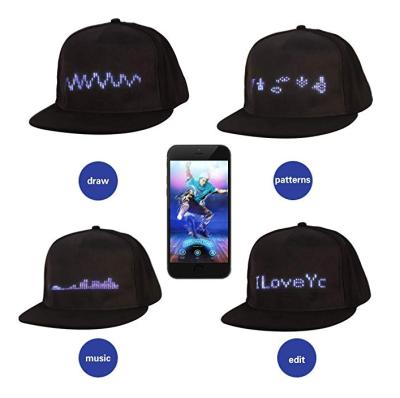 China LED JOINT Hat Mobile APP Controlled Flat Display Words Baseball Christmas Hat for sale