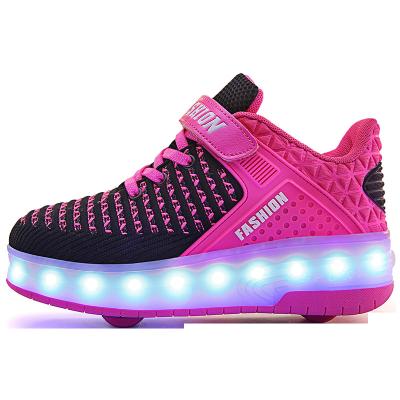 China Buckle strap Wholesale Kids Flying Flashing Led shoes with 2 Wheels Skate Roller Shoes for sale