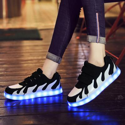 China Buckle Strap Christmas Gift rechargeable led light up shoes Flashing Sneakers Unisex kids led shoes for sale