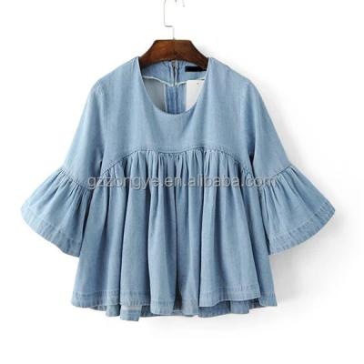 China Cute Girls Clothing Kids Clothes Ruffle Sleeve Denim Girl Clothes 200pcs Wholesale for sale