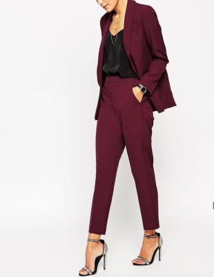 China Breathable Office Lady Red Suits , Slim Fit Women Pants And Suit Coats for sale