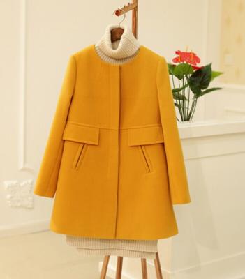 China Other New Style Elegant Yellow Women Woolen Coats, Guangzhou OEM Winter Warm Coats And Jacket for sale