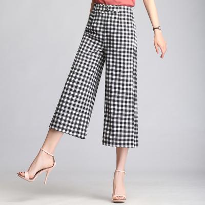 China Other Korean Fashion Checked Pattern Loose Casual Pants , Spring Ladies Pants Picture for sale