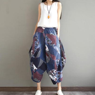 China Other OEM Ethnic Korean Style Loose Printed Pants,Guangzhou Factory Vintage Women Traditional Pants for sale