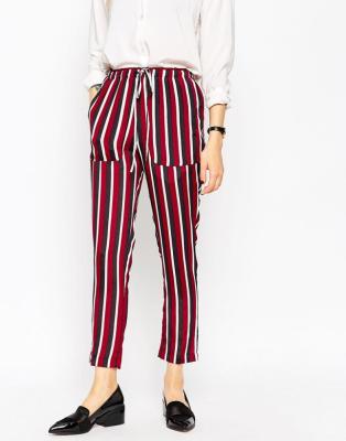 China Other Guangzhou Factory OEM Red Stripe Women Pants And Trousers Pictures for sale