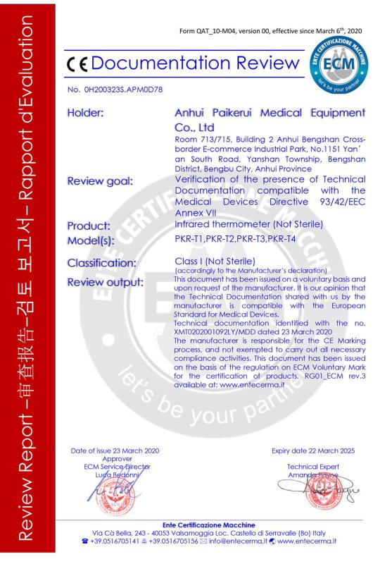 EU CE - ANHUI PAIKERUI MEDICAL EQUIPEMNT CO.,LTD