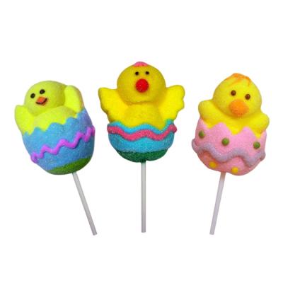 China Natural Hot Sale Fruity Rabbit Chicken Egg Marshmallow Lollipops Mallow Pop Candy For Easter for sale