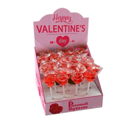 China Beautiful natural 3d rose red candy lollipop candy for Valentine for sale