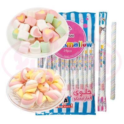 China Natural Natural Colors Heart Shaped Jam Filled Marshmallow White Choco Coated Twist Marshmallow Candy HALAL for sale