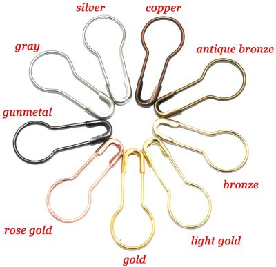 China Bulb Pin Calabash Pin 24mm Black Silver Gold Bronze Color U Shape Tag Metal Safety Pin for sale