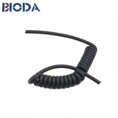 China Industrial Black PVC 2 Core Electrical Flexible Spiral Cable Flexible Spring Wire Power Cable for sale