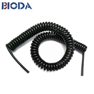 China Black PVC Industrial Electric Trailer Wire Spiral Cable 7 Core Spiral Coiled Cable for sale