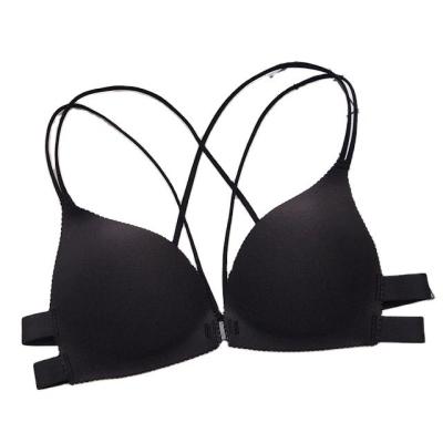 China Sexy QUICK DRY bras push up front closure women's girl's seamless bra seamless lingerie Cross Adjustable Strap Gathering Bra for sale