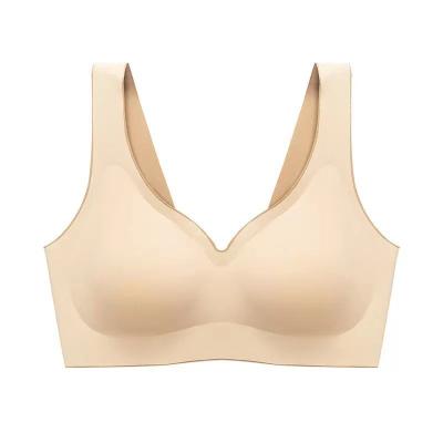 China Wholesale QUICK DRY women ice silk underwear gathering plus size bras latex seamless sports vest Anti-sagging beauty back latex protection bra for sale