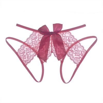 China Wholesale antibacterial underwear female sexy passion waist open crotch lure transparent lace underwear for sale