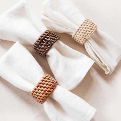 China Viable Hot Sale Rattan Napkin Holder Ring For Restaurant Wholesale Vietnam Woven Products for sale