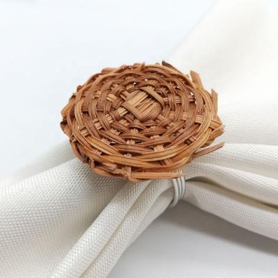 China Amazon Viable Hot Sale Custom Handmade Natural Napkin Ring Rattan Table Napkin Ring for sale