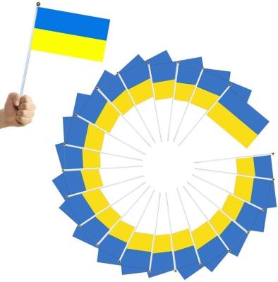 China 100PCS Ukraine Flags 5.5x8.5in Easy Stick Mini Stick Flags Ukraine National Flags for Party Festival Parade Parties for sale