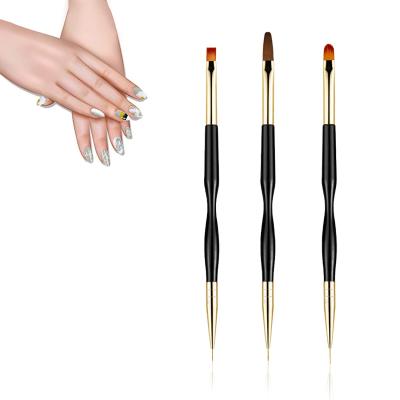 China Beauty Painting Tools High Quality Stripe Flower Painting Gel Hand Made Double Ended Nail Brush for sale