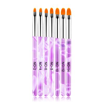 China Easy Apply Hot Sale Acrylic Handle 5pcs Nail Art Brush Sets Hair Round Art Gel Nail Tip Brush for sale