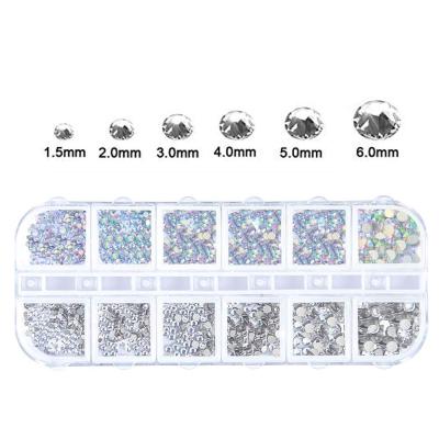 China Easy Apply Flat Bottom Shape Glass Crystal Manicure Nail Art Accessories Nail Decorations for sale