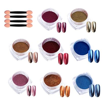 China Fashionable 8 Colors Nail Chrome Dye Dust Manicure Nail Art Decoration Tools for sale