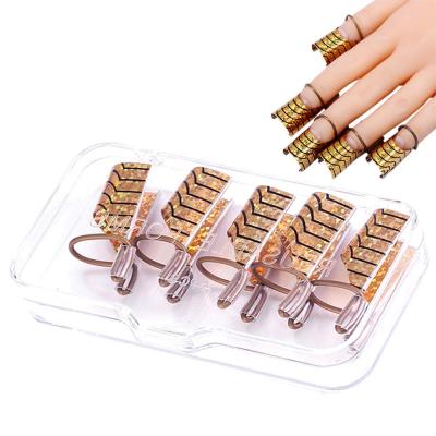 China Durable Aluminum Reusable Aluminum Nail Art Gel Form 5pcs/set Polish Extension Tool for sale