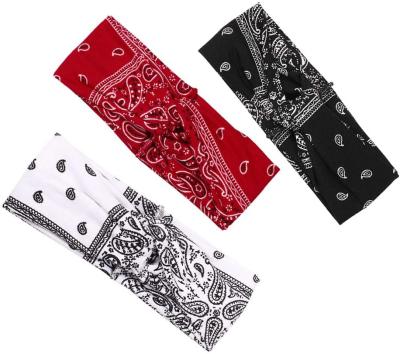 China Paisley Knot Printing Elastic Headband Women's Elastic Cross Head Turban Twisted Headband for sale