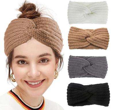 China New Reusable Fashionable Winter Knitted Decorative Wide Brim Headbands Knit Wrap Head Ear Stretch Hair Warmer Bands for sale