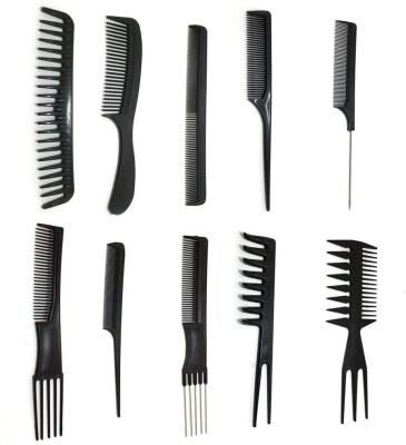 China 10 Sets Comfortable Black Hair Cutting Comb For Salon Barber Hairdressing Pre cision Parting Hair Cutting Sharp Tail Comb With Long Handle for sale