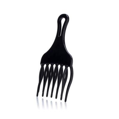 China Profesional Hairdreser Comfortable Tool Popular Black Plastic Double Teeth Insert Wave Fork Afro Comb for sale