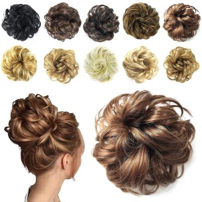 China Hair Bun Hair Feeling Elastic Curly Chignons Scrunchies Extensions Ribbon Ponytail Hair Bundles Updo Clip In Black Wigs Blonde Hair Bun Maker for sale