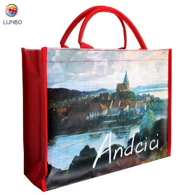 China Handled recyclable eco bag laminated 100gsm non woven handle pp eco shopping bag for sale