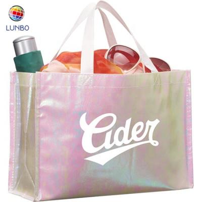 China Nonwoven Shopping Bag Inidescent Shopper Bag For Fruit With Custom Logo Printed for sale