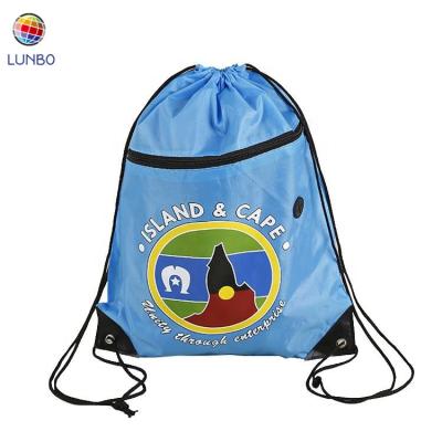 China Eco - Friendly Custom Logo Sports Backpack Polyester Nylon Drawstring Bag for sale