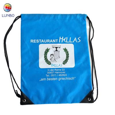 China Eco - Friendly Custom Logo Sports Backpack Polyester Nylon Drawstring Bag for sale