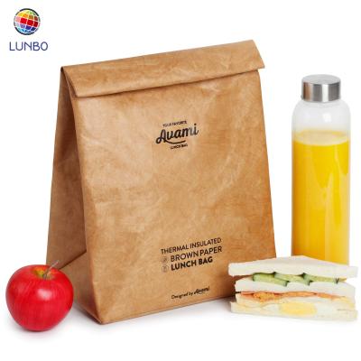 China Wholesale Cheap Eco Friendly Thermal Bag Tyvek Paper Lunch Fridge Handled Brown Insulated Cooling Bag for sale