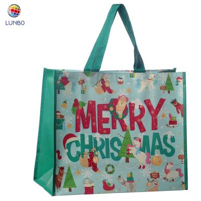 China Custom Handled Shopping Bag Merry Christmas PP Woven Gift Bag Cheap Decoration Bag for sale