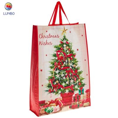 China Reusable Christmas Handled Tote Gift Bags pp Tote Shopping Bag With Handle non woven hot sale custom made for sale