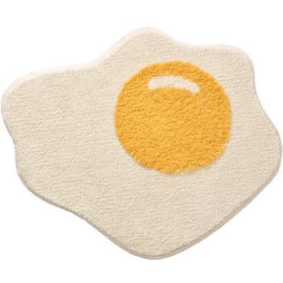 China Stain Resistant Durable Bathroom Rug Non-Slip Absorbent Egg Yolk Floor Mat Bedroom Bathroom Floor Mat Fried Egg Floor Mat Plush Poached Eggs Rug for sale