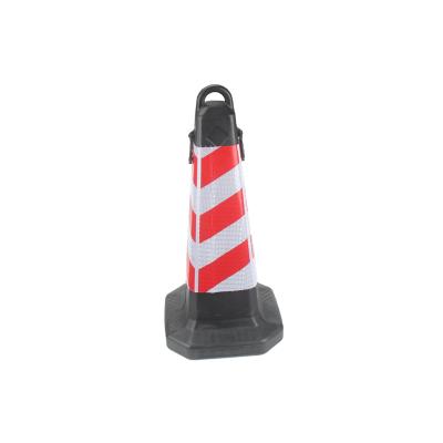 China Road Traffic Safety Customize Road Safety PVC Traffic Cone Black Color Base Flexible PVC Traffic Parking Cone for sale