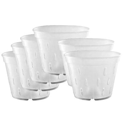 China Rugged Corrosion Resistant Breathable Eco-friendly Customized Orchid Pots With Holes Orchid Flower Pot Clear Plastic Pots Planter Indoor 5.5 Inches 10 Pack for sale