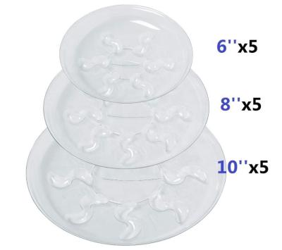 China 5 Pieces Eco-Friendly 6 Inch Factory Clear Thick Plastic Heavy Duty Saucer Sturdy Trays For Pots (6