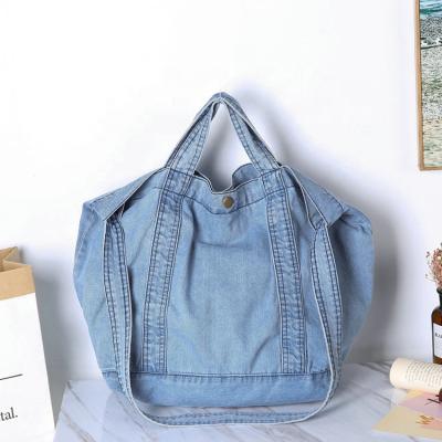 China Large Capacity Women's Tote Hand Bag Washed Denim Satchel Stylish Creative Blue Single Shoulder Cross - Body Bag for sale