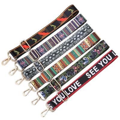 China Bohemian Butterfly Printed Belt Cross National Adjustable Multi Color Replacement Purse Strap - Wide Body Bag Shoulder Strap for sale