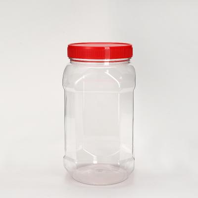 China 1400ml Food Octagon Food Jar Empty Clear Plastic Canisters Square Plastic Canisters Airtight Lids for sale