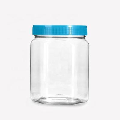 China Food Hexagon Plastic Jars Bottle 700ml Food Storage Jars Plastic Containers With Lids for sale