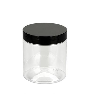 China Plant Food Container 400ml Clear Pet Plastic Candy Jar With Aluminum Cap for sale