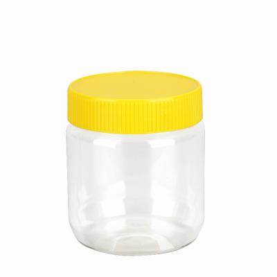 China Factory 10 oz clear plastic jar for peanut butter screw lid for sale